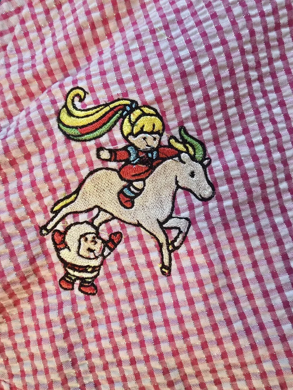 Vintage Youngland 12M Red Gingham Rainbow 80s Inspired Upcycle Dress